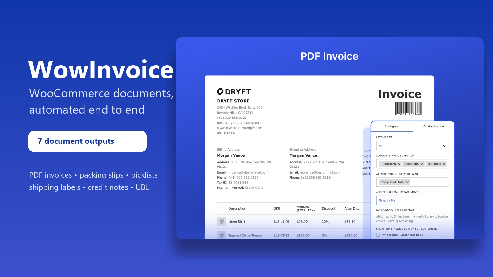 WowInvoice: WooCommerce PDF Invoices and Packing Slips, Automated project preview